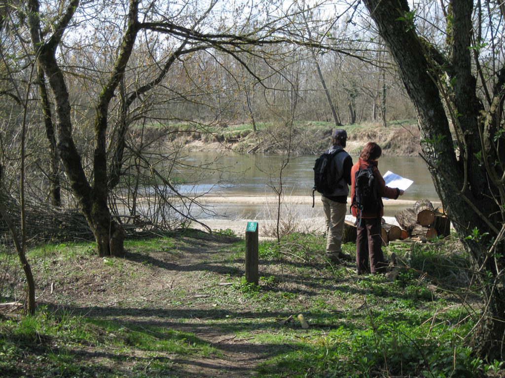 Promeneurs au bord de la Loire sur la Réserve Naturelle Nationale du Val de Loire